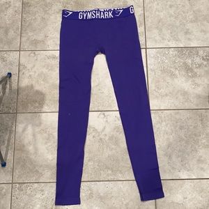 GYMSHARK Fit Leggings Elastic Band Logo Blue Purple Small Pants Athletic Wear